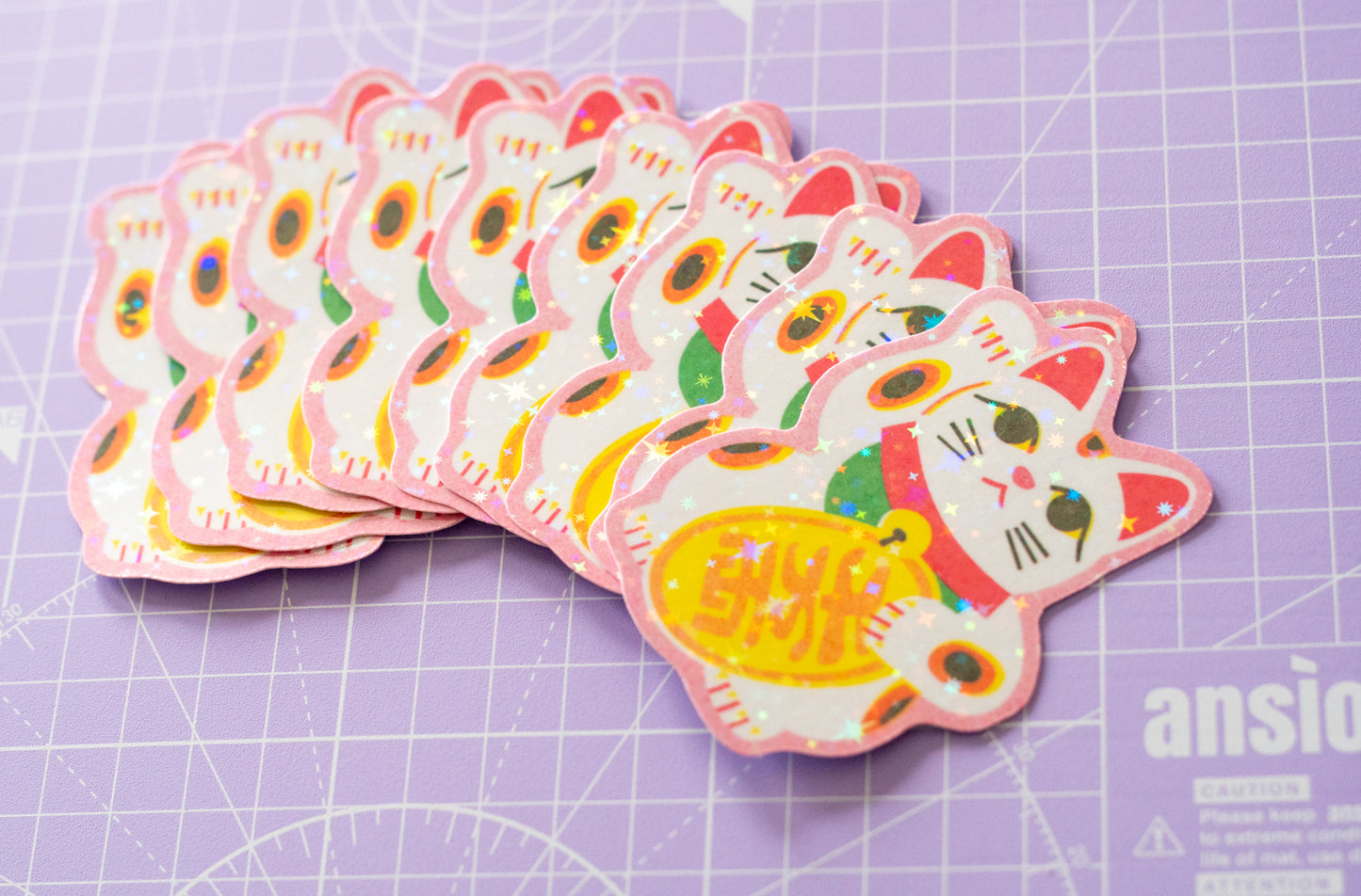 Maneki Neko Sparkle Sticker