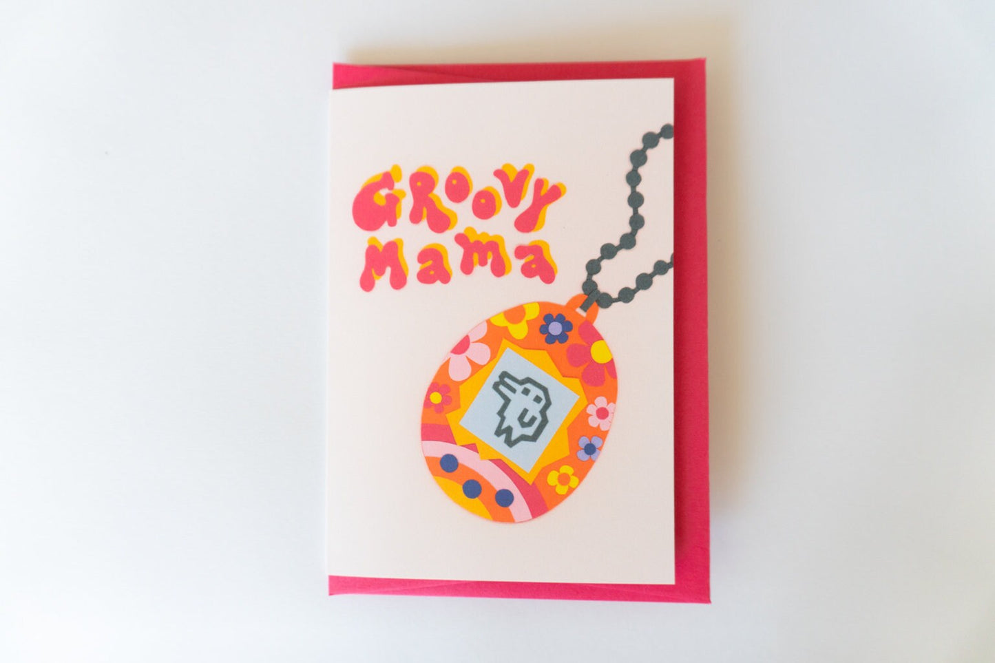 Tamagotchi New Mum Card / Groovy Hippy Mother's Day Card