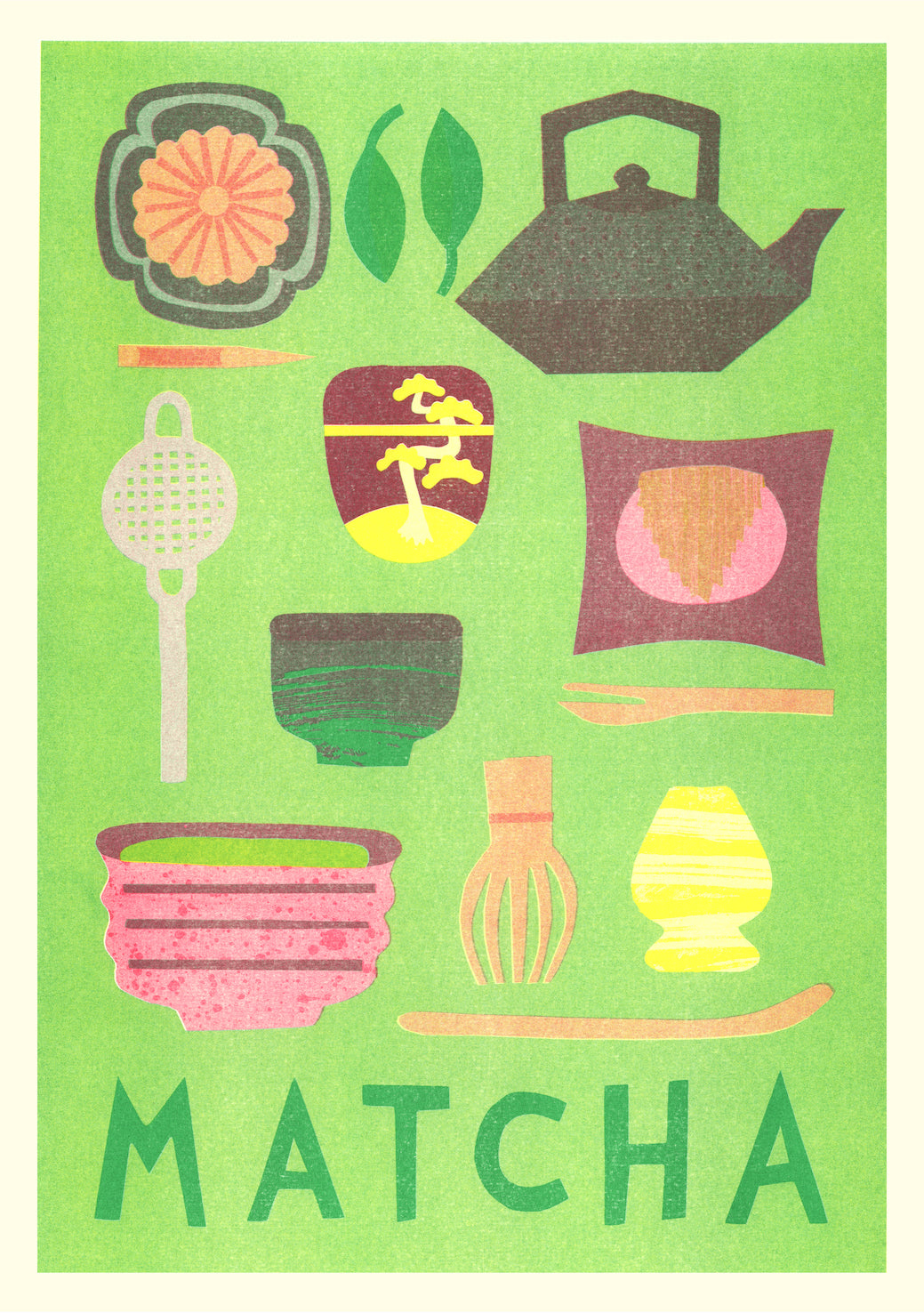 Matcha Tea A3 Risograph Print