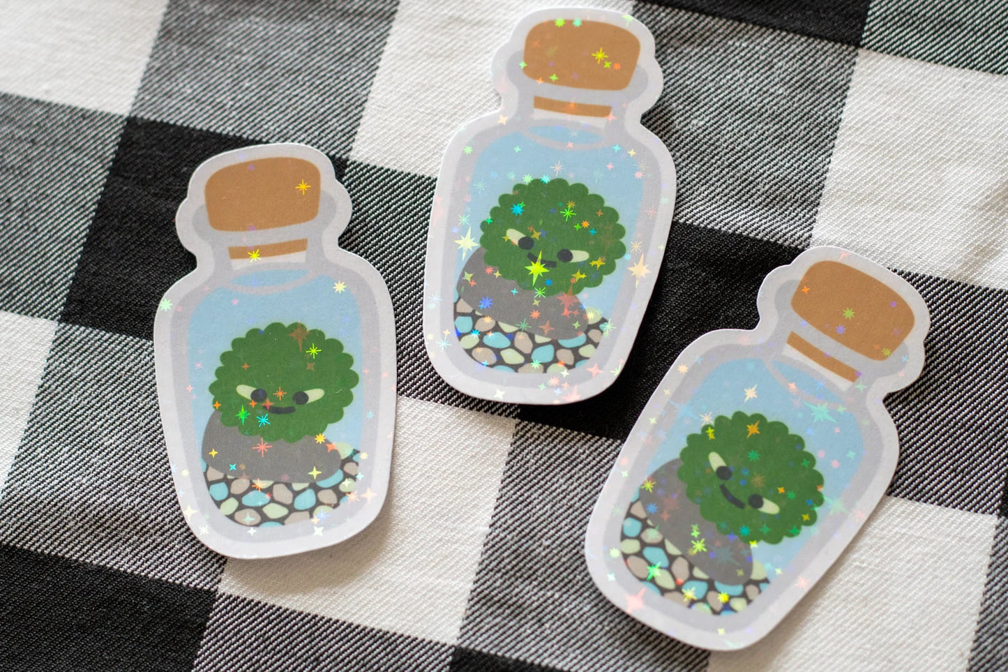 Sparkly Marimo Sticker | Moss Ball Jar Sticker