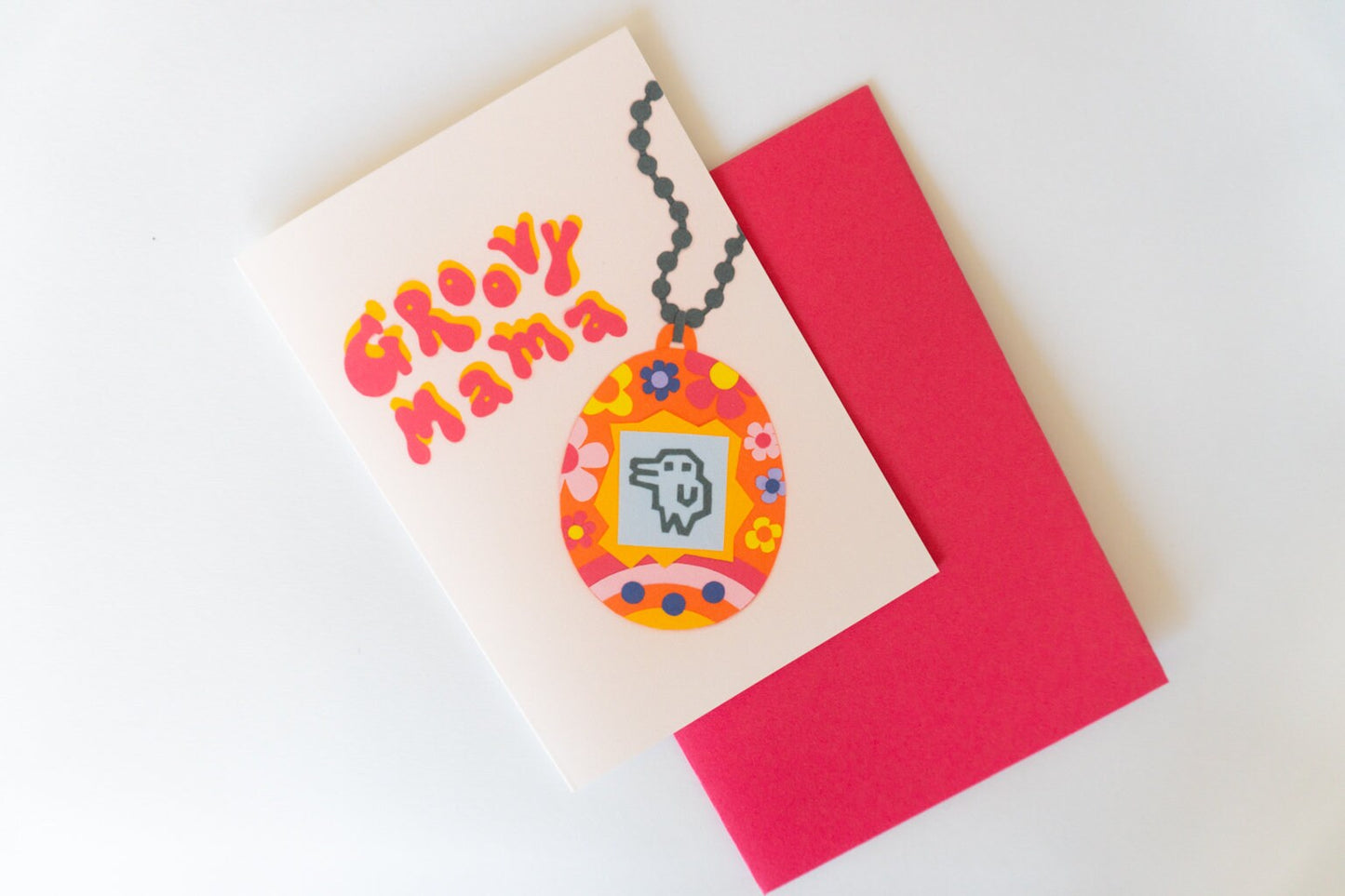 Tamagotchi New Mum Card / Groovy Hippy Mother's Day Card
