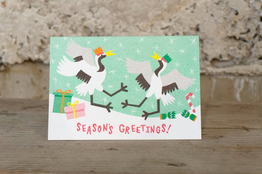 Japanese Crane Risograph Christmas Card