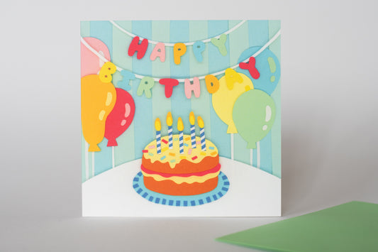 Retro Birthday Cake Card
