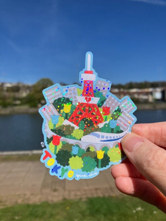 Sparkly Tokyo Tower Tulip Sticker