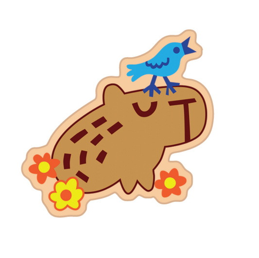 *PRE-ORDER* Wooden Capybara Pin Badge