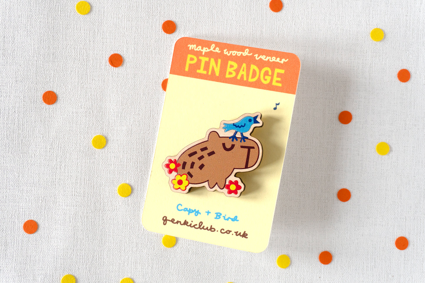 Wooden Capybara Pin Badge