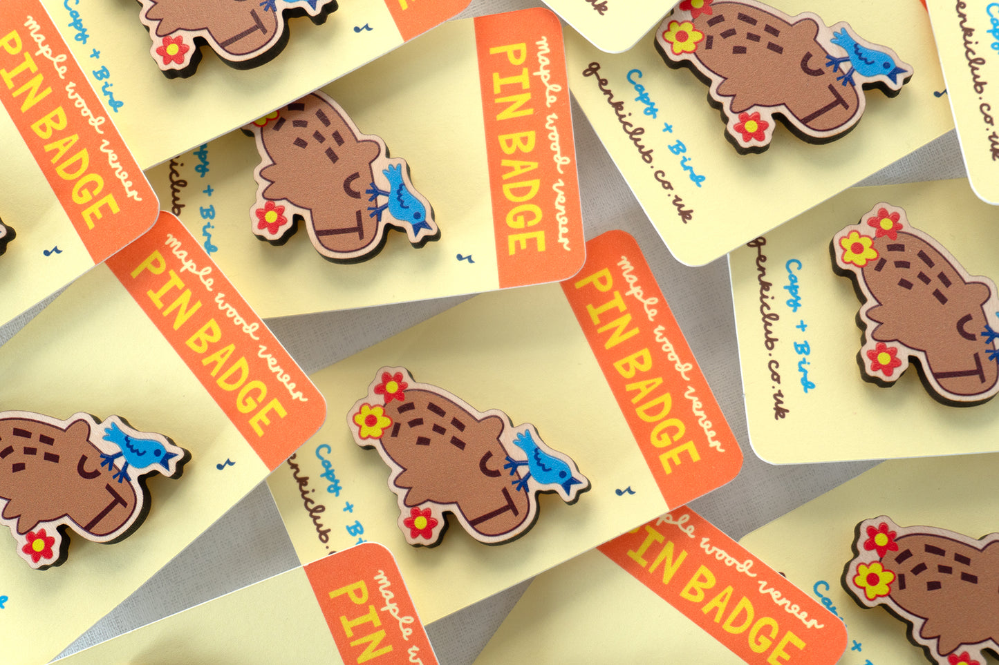 Wooden Capybara Pin Badge