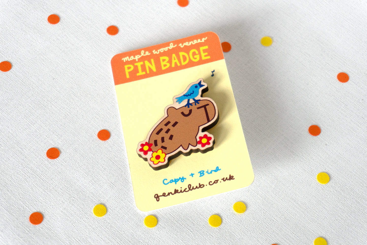 Wooden Capybara Pin Badge