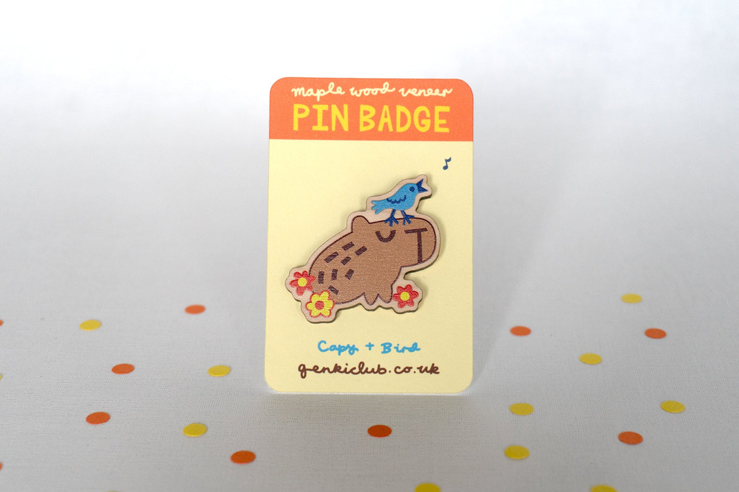 Wooden Capybara Pin Badge