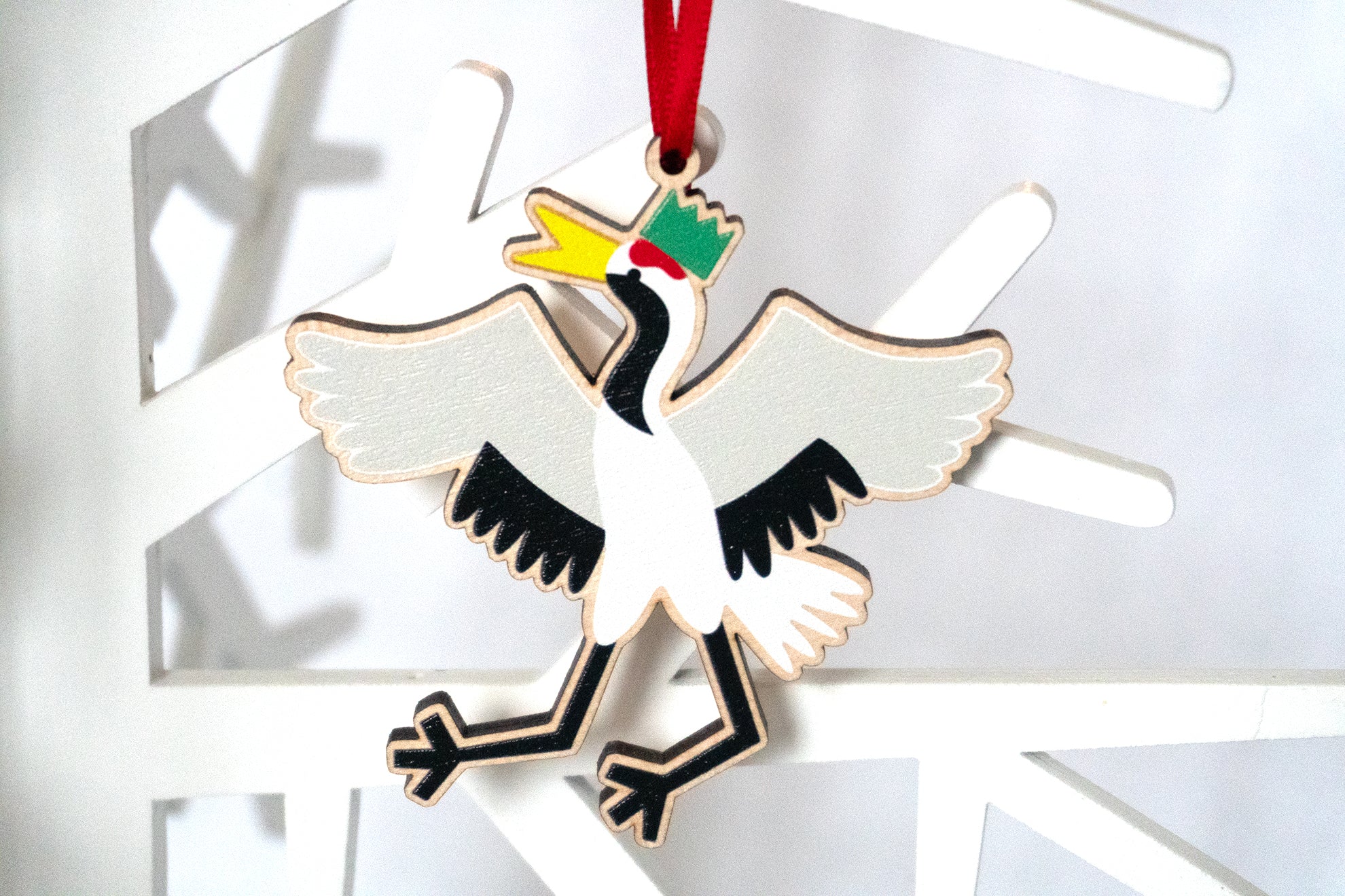 Festive Japanese Crane Wooden Tree Decoration – Genki Club