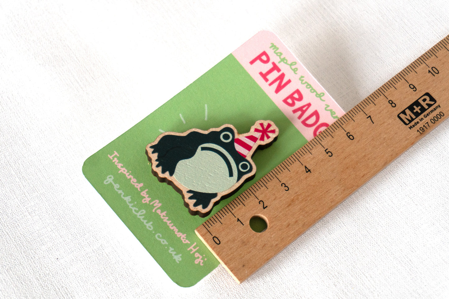 Wooden Grumpy Frog Pin Badge