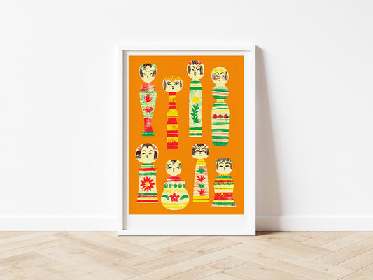 Japanese Kokeshi Dolls Fine Art Giclée Print