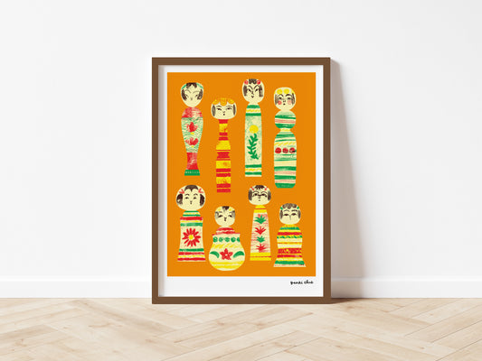Japanese Kokeshi Dolls Fine Art Giclée Print
