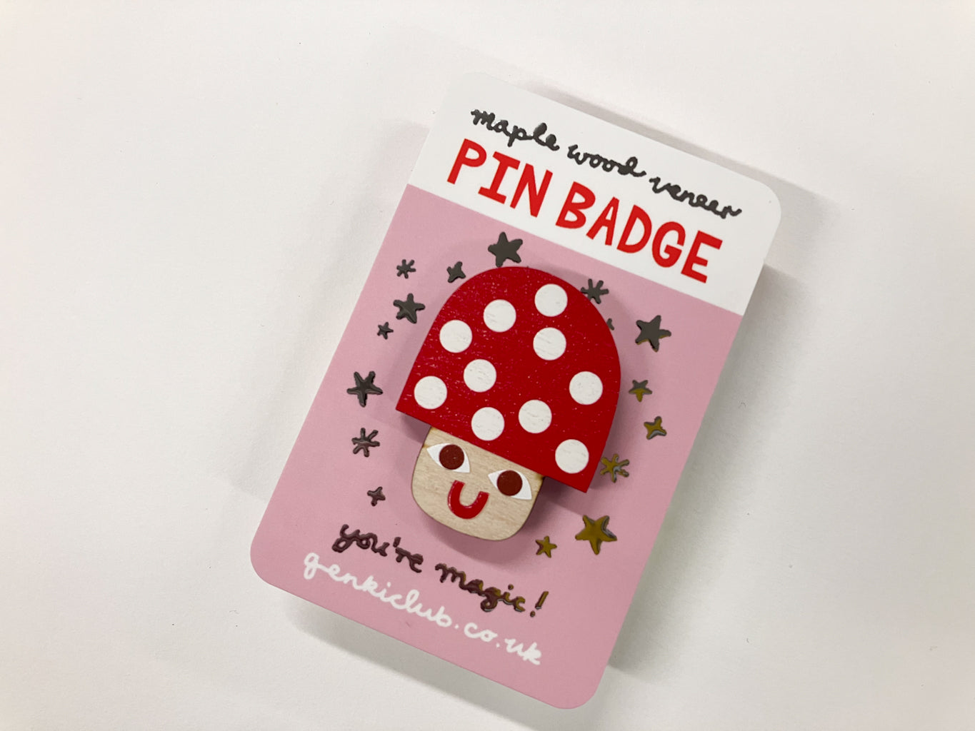 Wooden Toadstool Pin Badge