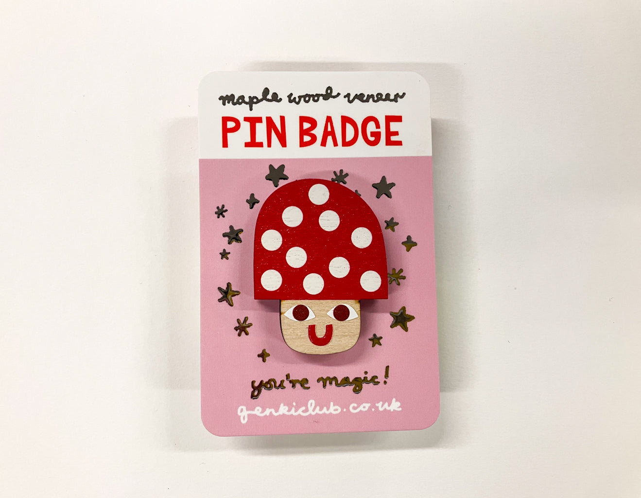 Wooden Toadstool Pin Badge