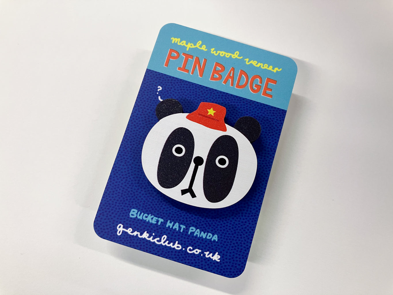Wooden Bucket Hat Panda Badge