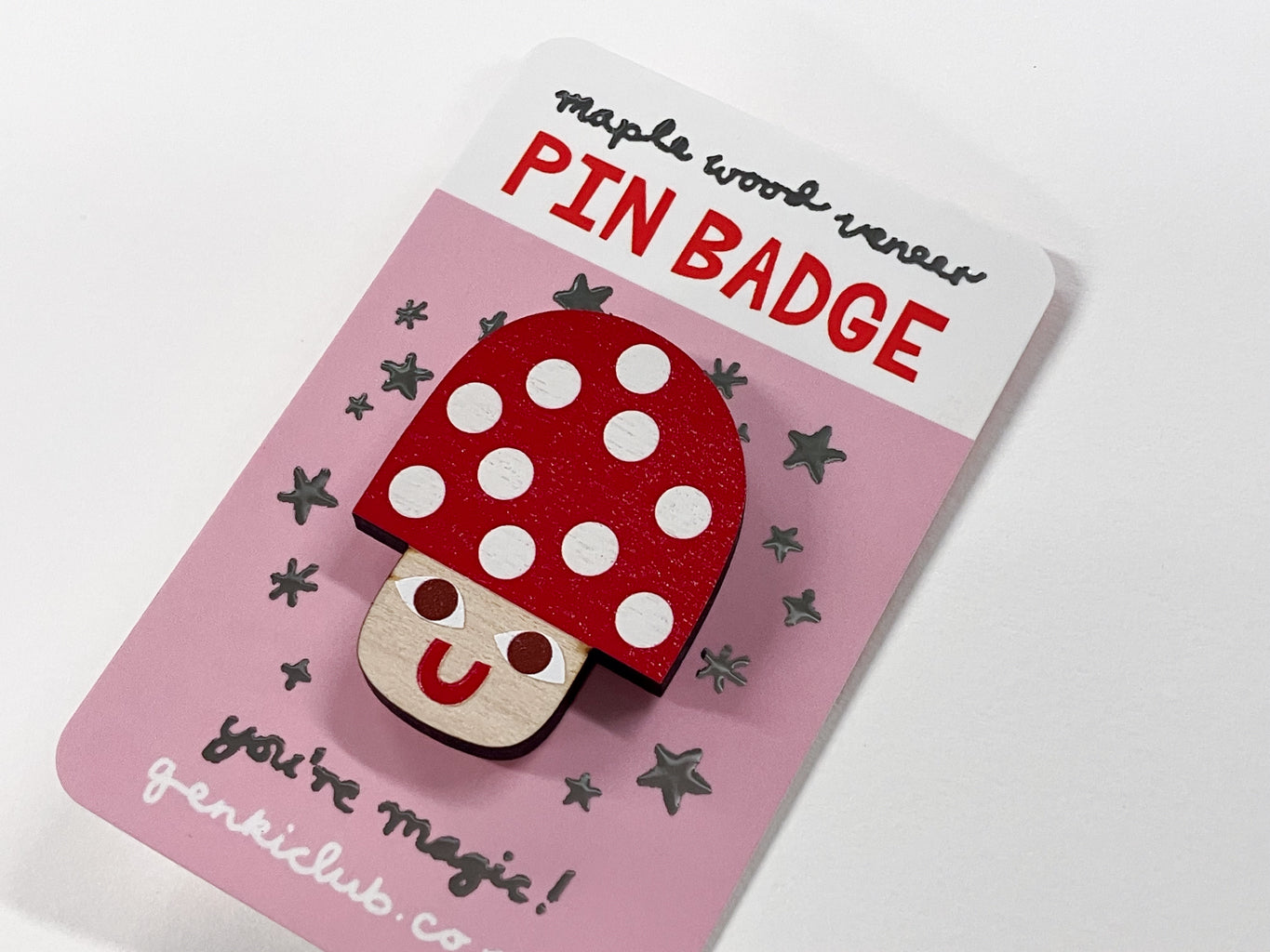 Wooden Toadstool Pin Badge
