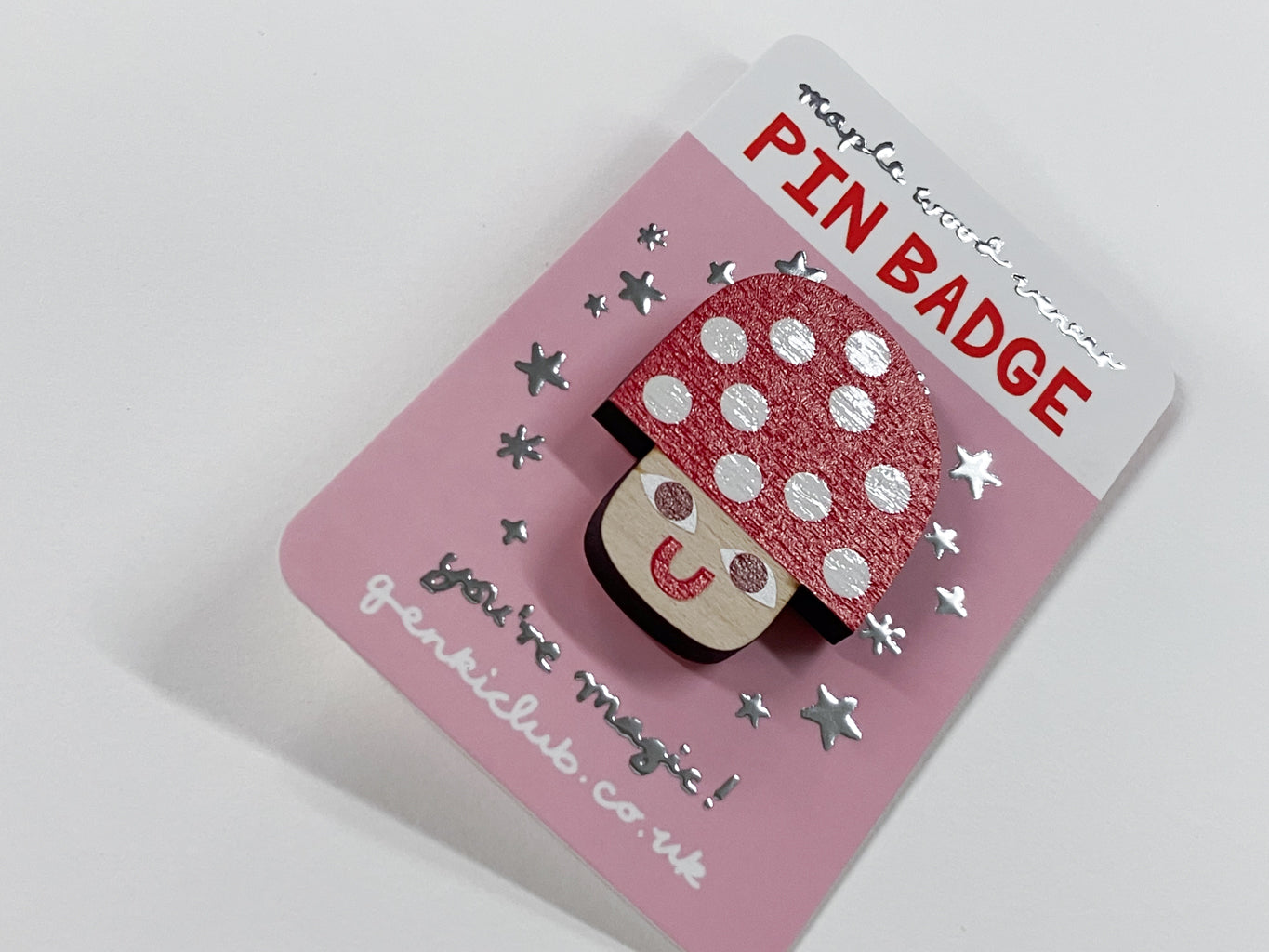 Wooden Toadstool Pin Badge