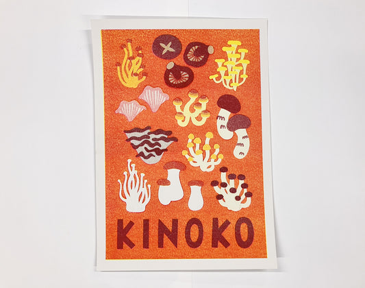 Kinoko Mushroom Risograph Print - A4