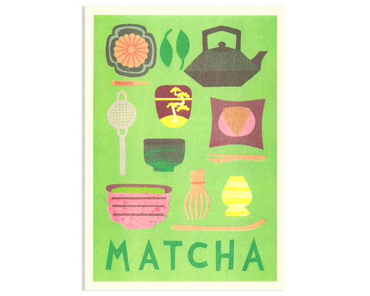 Matcha Tea A3 Risograph Print