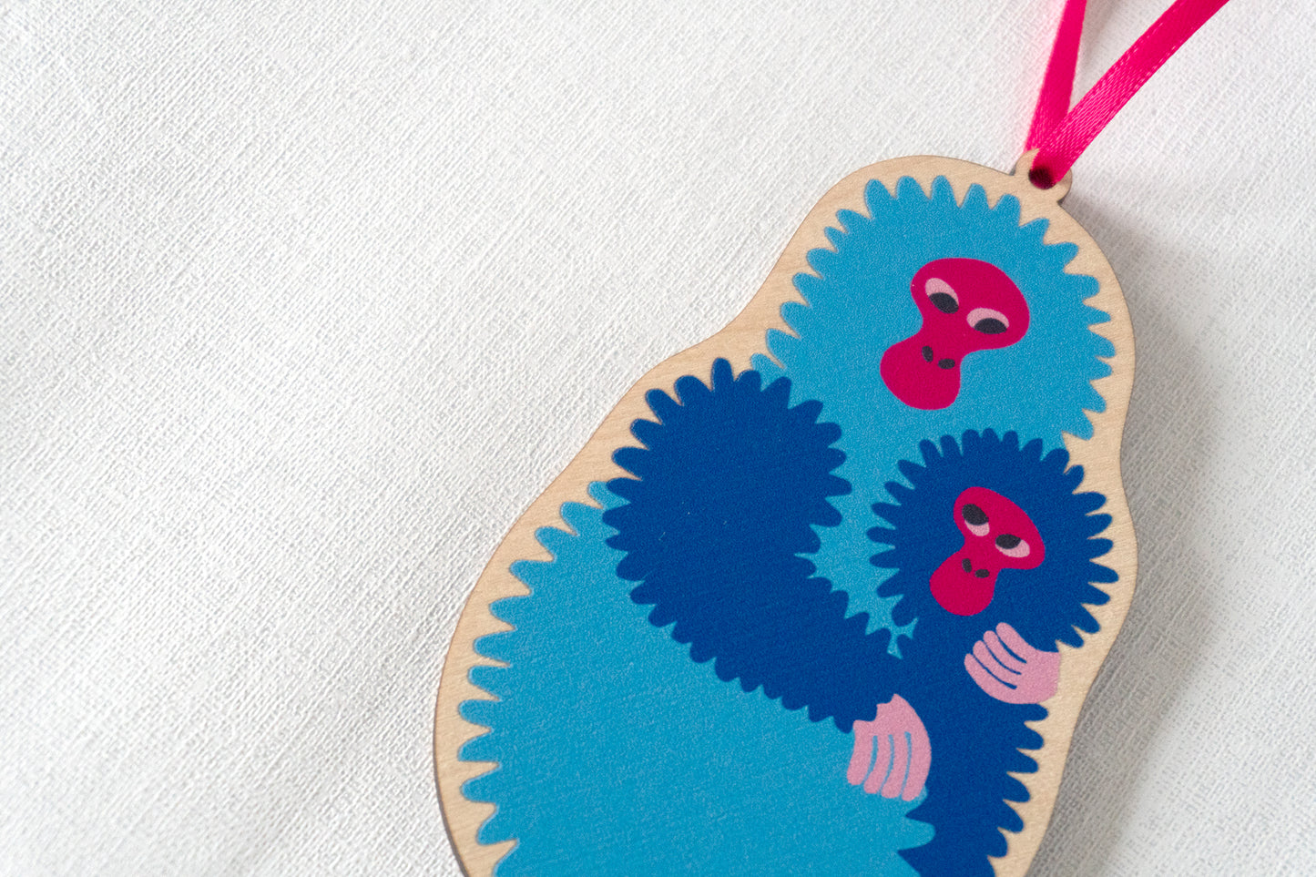 Wooden Snow Monkey Tree Decoration