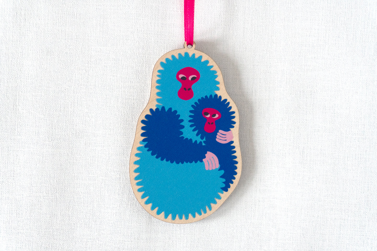 Wooden Snow Monkey Tree Decoration