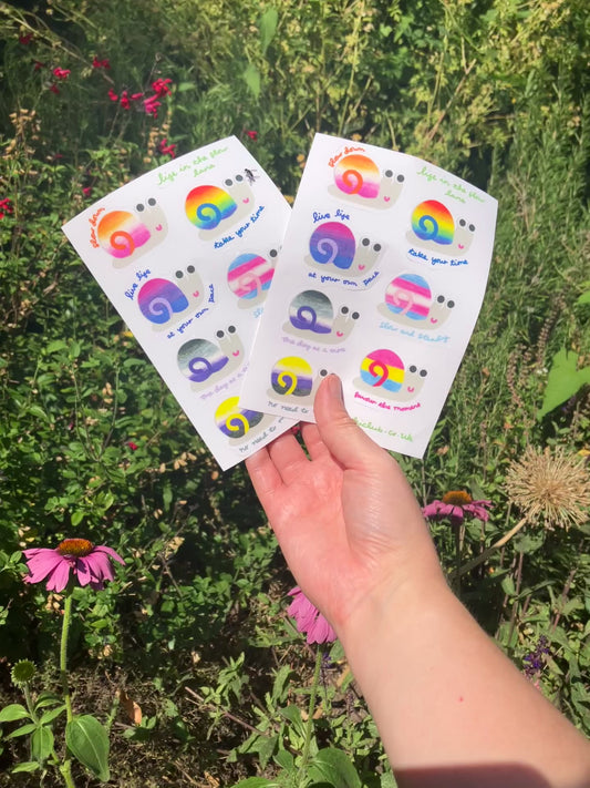 Queer Pride 'Go Slow' Snails Sticker Sheet