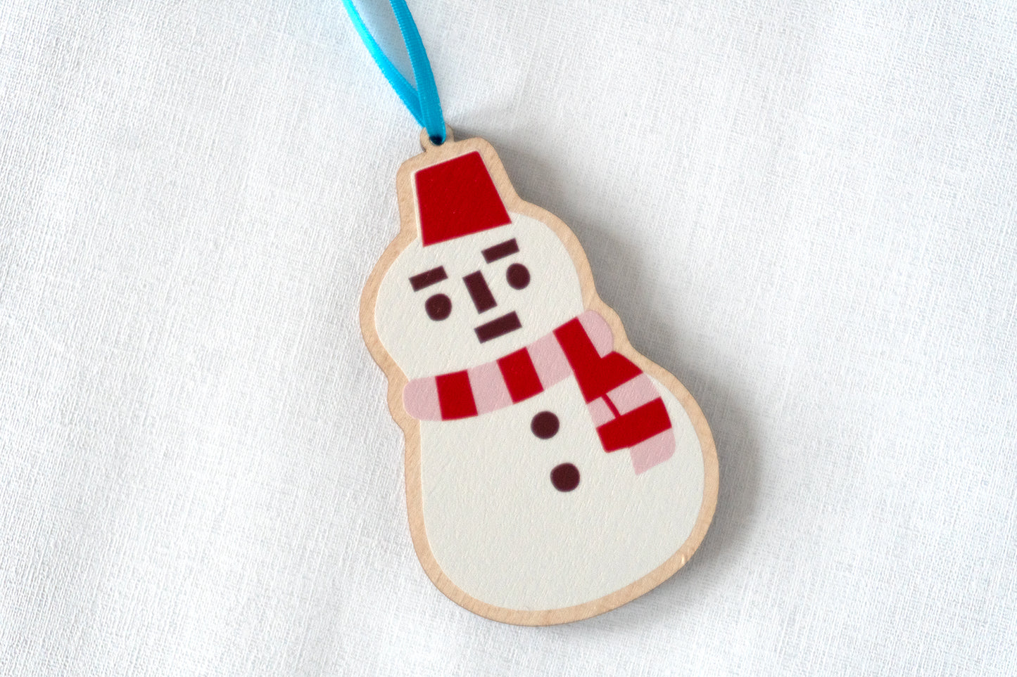 Wooden Japanese Snowman Christmas Decoration