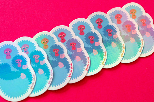 Holographic Snow Monkey Sticker