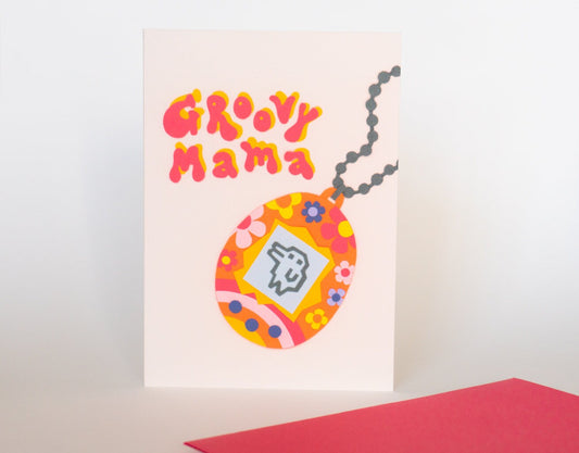Tamagotchi New Mum Card / Groovy Hippy Mother's Day Card