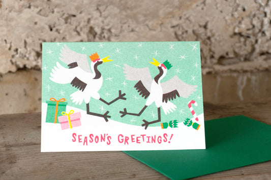 Japanese Crane Risograph Christmas Card