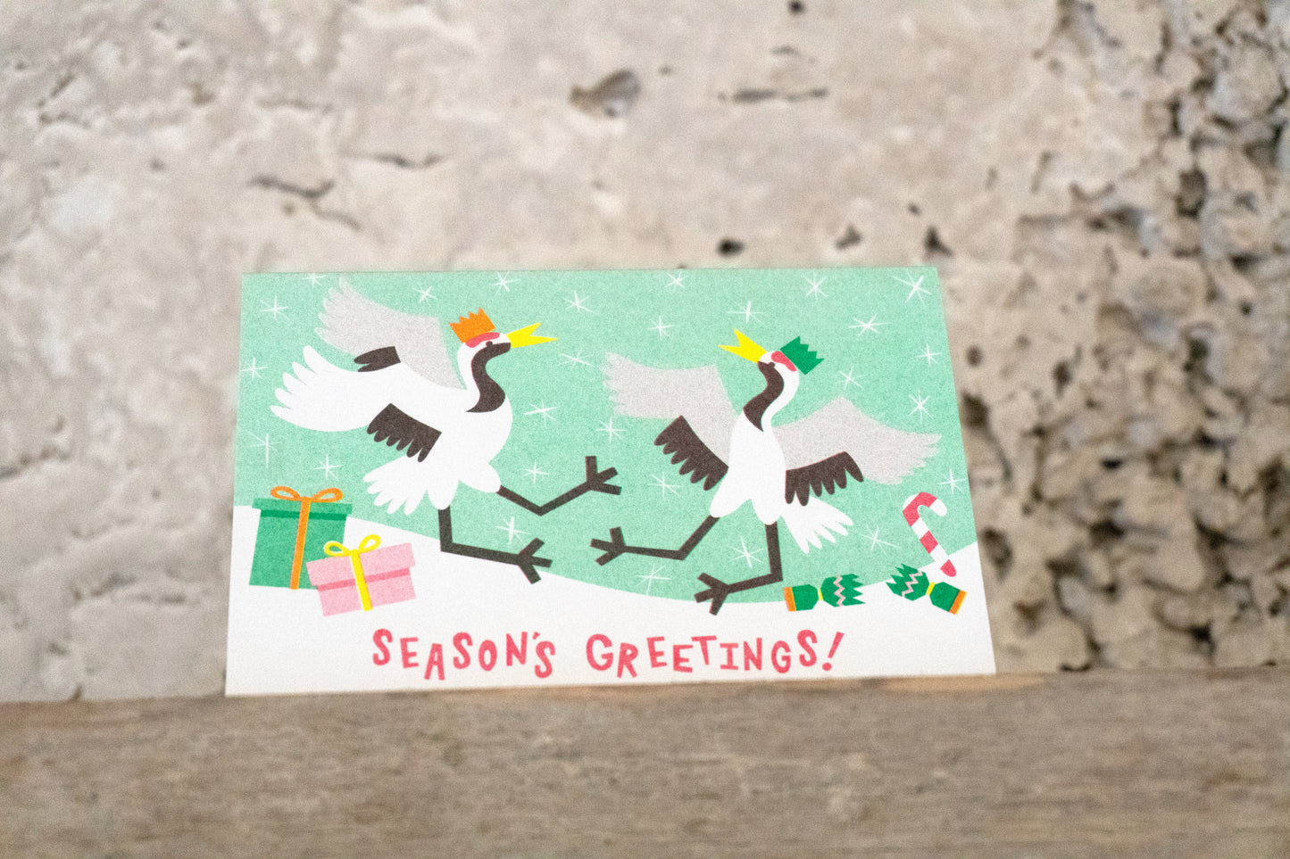 Japanese Crane Risograph Christmas Card